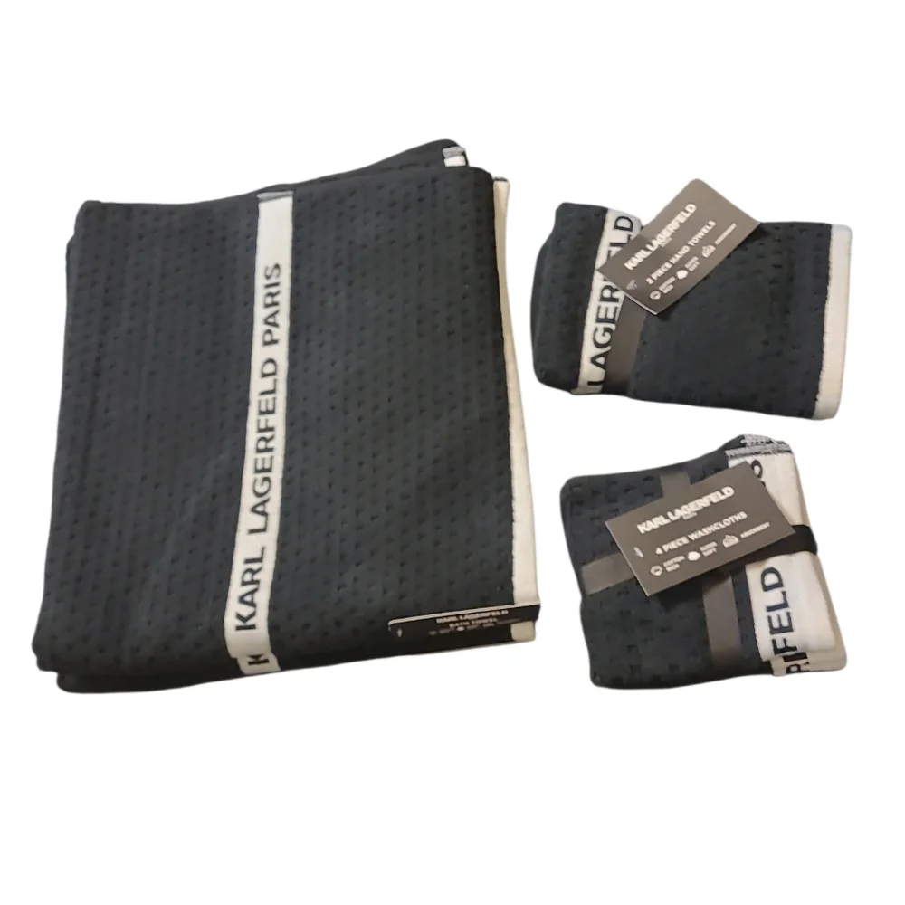 💕HP💕Karl Lagerfeld Paris Black Logo 8pc Towel Set